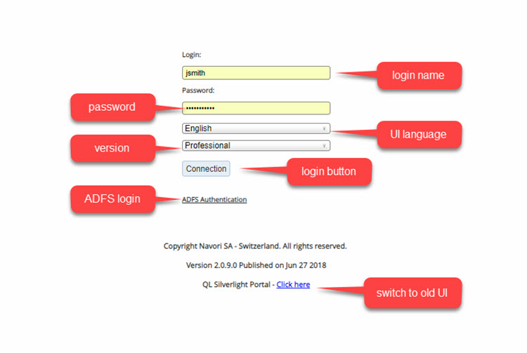 login screen