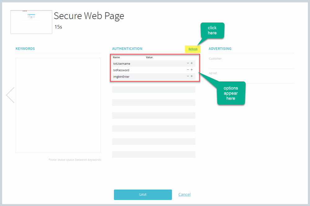 Secure Web Authentication Support